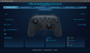 A default controller configuration for the PC / Steam version of Okami HD, showing a Nintendo Switch Pro Controller